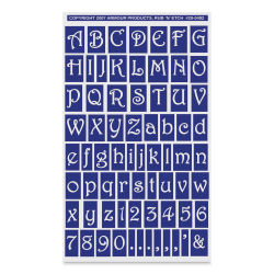 Armour Rub ‘N’ Etch Glass Etching Stencil  - Gala Style Full Alphabet and Numbers, 8"H x 5"W Sheet