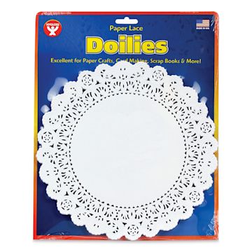 Open in modal - Hygloss Paper Doilies - White, Round, 8", Pkg of 100 - front of packaging