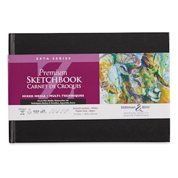 Open in modal - Stillman & Birn Zeta Series Hardcover Sketchbook - Front of Landscape style sketchbook with label