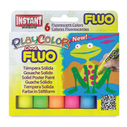 Playcolor Tempera Paint Stick Sets - Front of 6 pc Pocket Size Fluorescent Markers package