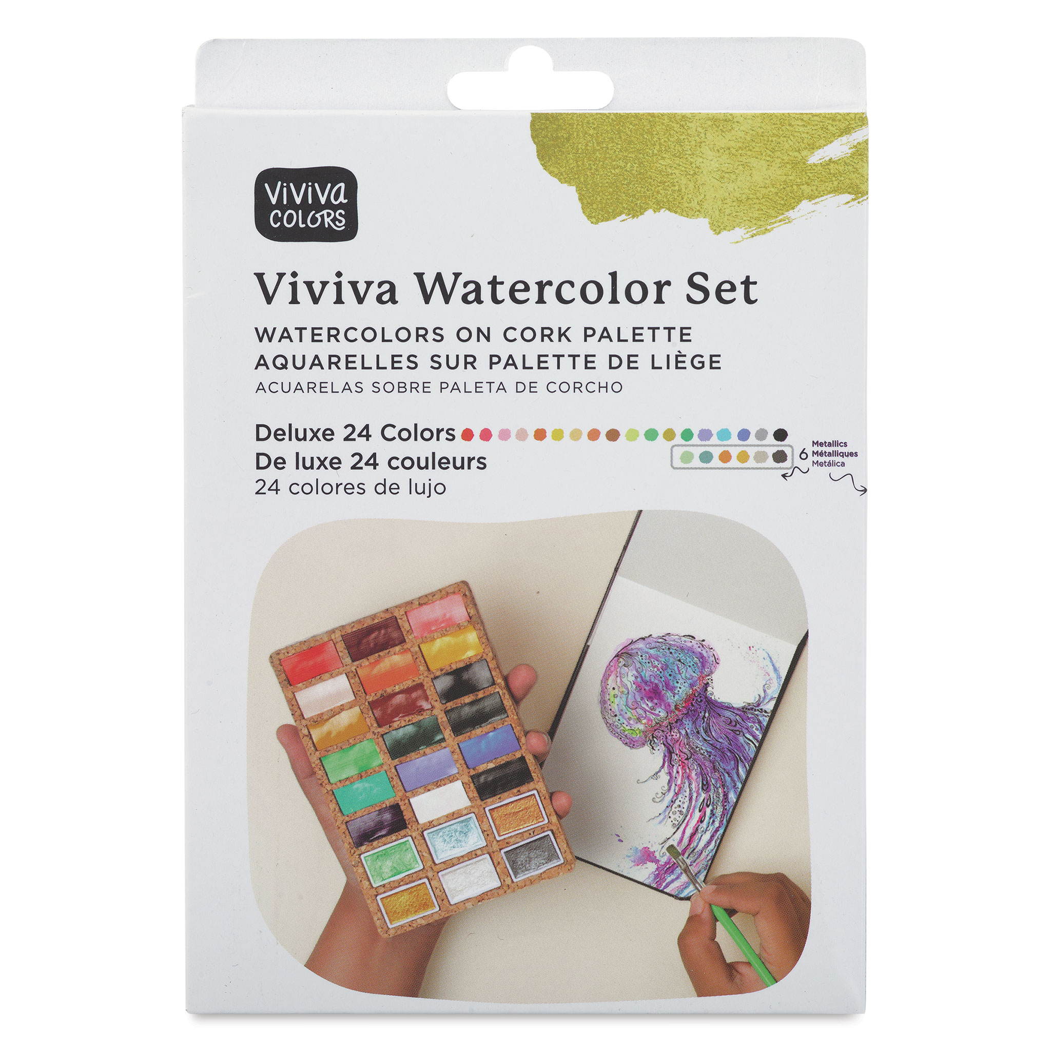 Viviva Watercolor Paint Pan Set - Metallic, Set of 15