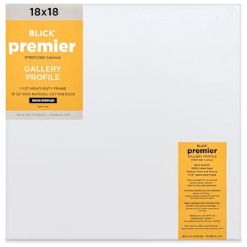 Open in modal - Blick Premier Stretched Cotton Canvas - Gallery Profile, Back-Stapled, 18" x  18" front