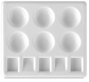 Richeson Plastic Palette Tray - Small, 5 Slanted Wells, 6 Round Wells