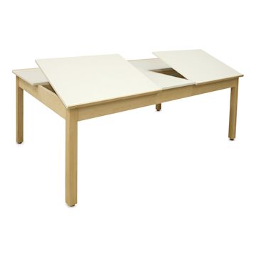 Open in modal - Hann Four-Station Maple Drawing Table - 30" High, without Storage, two tilted drawing surfaces