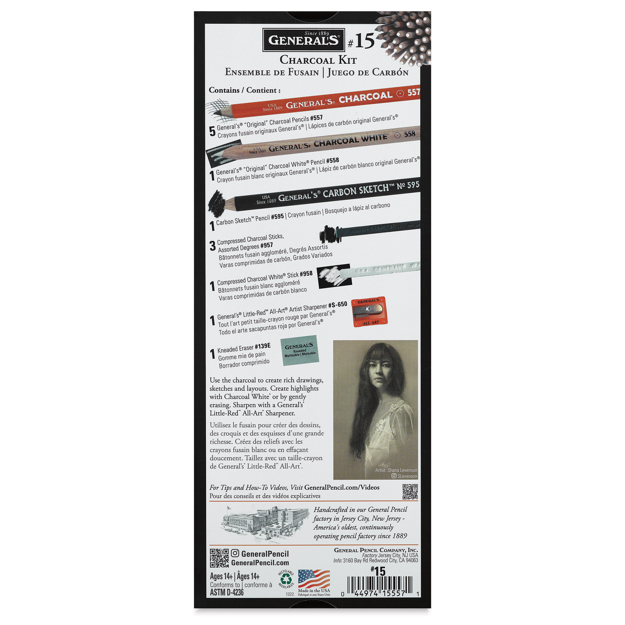  General Pencil General NUM 15 Charcoal KIT, 12 Count (Pack of  1), Multicolor