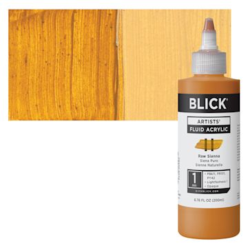Open in modal - Blick Artists’ Fluid Acrylic - Raw Sienna, 200 ml bottle and swatch
