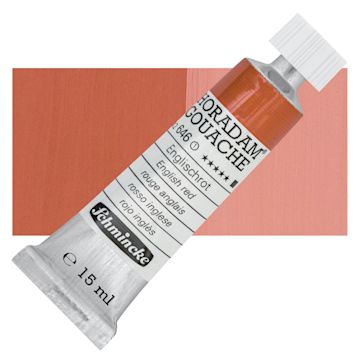 Open in modal - Schmincke Horadam Artist Gouache - English Red, 15 ml tube and swatch