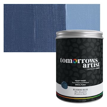 Open in modal - Tomorrow's Artist Eco-Friendly Heavy Body Acrylic Paint - Bluebird Blue, 250 ml jar and swatch