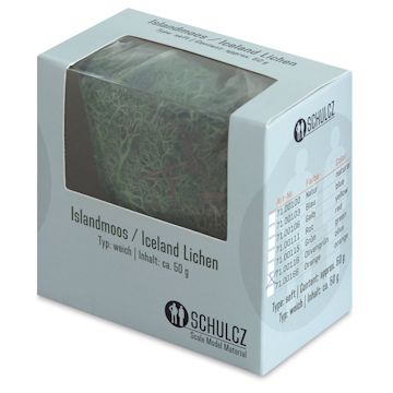 Open in modal - Schulcz Scale Model Foliage - Icelandic Lichen Moss, Olive Green, 50 g (front of box)
