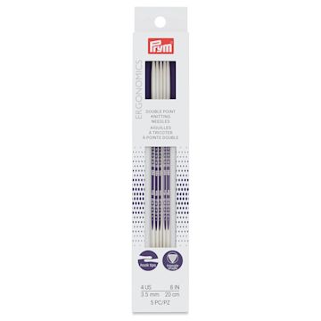 Open in modal - Prym Ergonomics Double Point Knitting Needle Set - Size 4, Set of 5, 8" - front of packaging