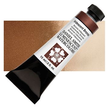 Open in modal - Daniel Smith Luminescent Watercolor - Iridescent Bronze, 15 ml, Tube and swatch