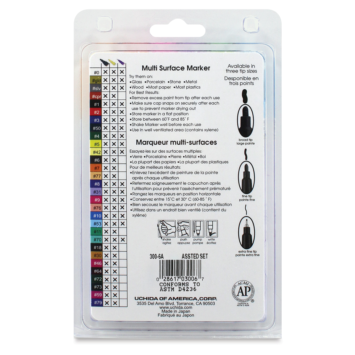 Decocolor Paint Marker - Primary Colors, Broad Tip, Set of 6