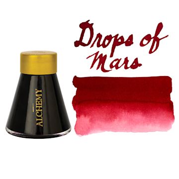 Open in modal - Endless Alchemy Fountain Pen Ink - Drops of Mars, swatch and bottle