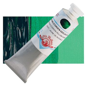 Open in modal - Old Holland New Masters Classic Acrylic Paint - Phthalo Green Yellow Shade, 60 ml tube and swatch