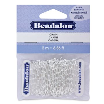 Open in modal - Beadalon Jewelry Chain - Front of Silver Elongated Chain package