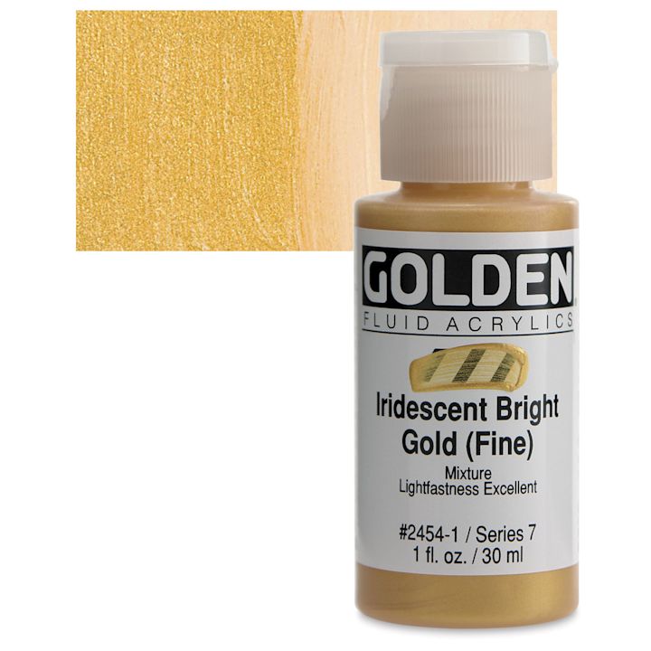 Golden Fluid Acrylics Iridescent Bright Gold (Fine), 1 oz bottle
