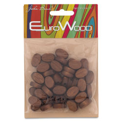 John Bead Euro Wood Beads - Dark Brown, Flat Oval, 10 mm x 15 mm, Pkg of 50