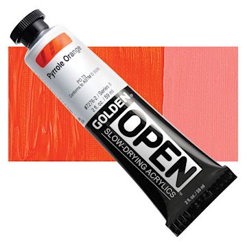 Open in modal - Golden Open Acrylic - Pyrrole Orange, 2 oz Tube and swatch