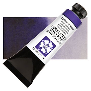 Open in modal - Daniel Smith Extra Fine Watercolor - Carbazole Violet, 15 ml Tube and swatch