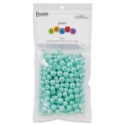 Essentials by Leisure Arts Plastic Pearls - Blue, Package of 200, Assorted Sizes