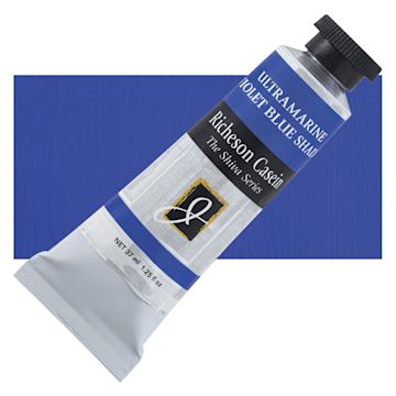 Open in modal - Richeson Casein Paint the Shiva Series - Ultramarine Violet (Blue Shade), 37 ml tube and swatch