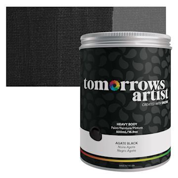 Open in modal - Tomorrow's Artist Eco-Friendly Heavy Body Acrylic Paint - Agate Black, 500 ml jar and swatch