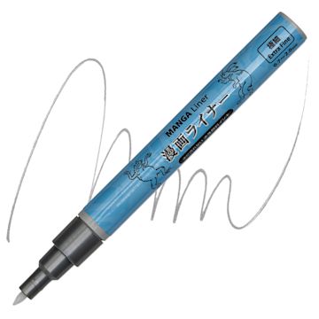 Open in modal - Aitoh Manga Liner Pen - Silver pen and swatch