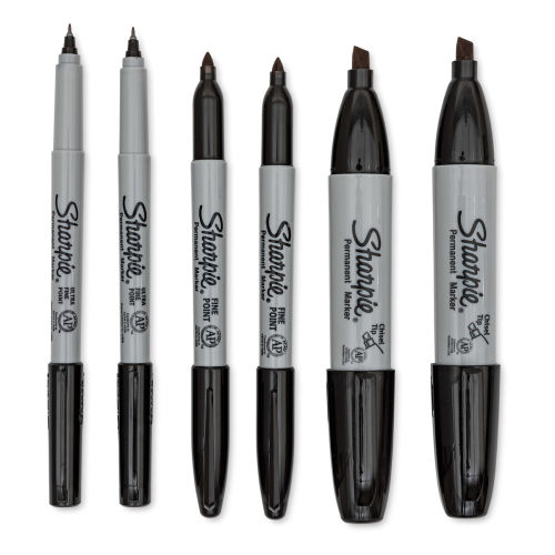Sharpie Permanent Markers Variety Pack - Black, Set of 6