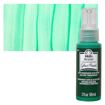 Open in modal - FolkArt Murano Glass Paint - Blue Green, 2 oz bottle and swatch