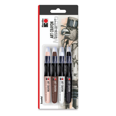 Marabu Art Crayon Sets - 4 pc set of Essentials colors shown in package