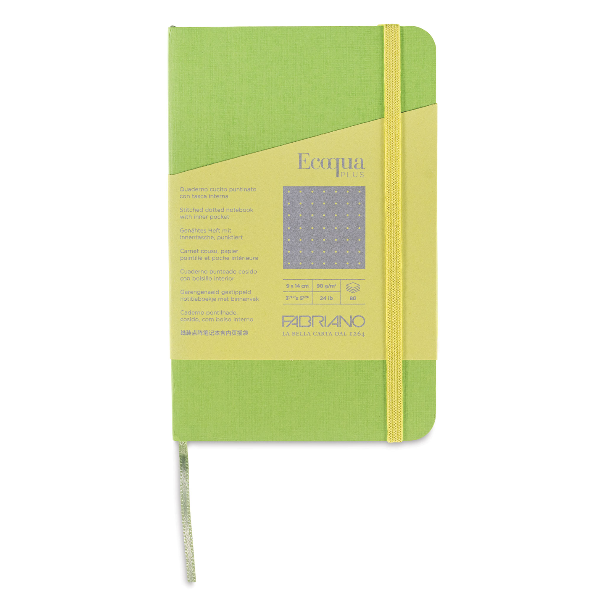 Fabriano EcoQua Plus Stitch-Bound Notebook - Lime, 3-1/2 x 5-1/2