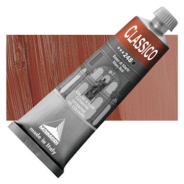 Open in modal - Maimeri Classico Oil Color - Mars Red, 60 ml tube and swatch