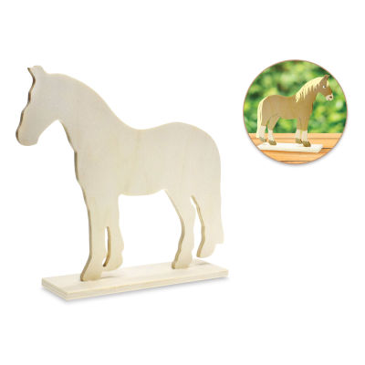 Craft Medley Standing Wood Animal - Horse, 6-1/2" W x 7-1/2" H (Shown with sample finished artwork)