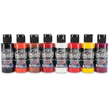 Open in modal - Createx Wicked Colors Airbrush Paint Sets - Component bottles of 8 pc Kent Lind Warm Colors set