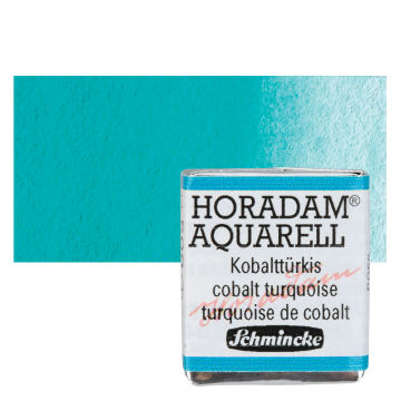 Schmincke Horadam Aquarell Artist Watercolor - Cobalt Turquoise, Half Pan with Swatch