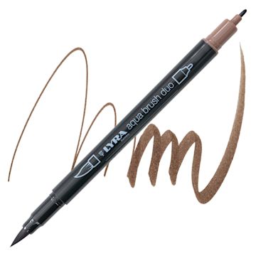Open in modal - Lyra Aqua Brush Duo Marker - Van Dyck Brown 076 marker and swatch