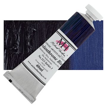 Open in modal - Michael Harding Artists Oil Paint - Indanthrone Blue, 40 ml, Tube and swatch