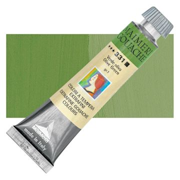 Open in modal - Maimeri Artist Gouache - Olive Green, 20 ml tube and swatch