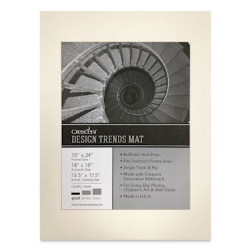 Open in modal - Crescent Pre-Cut Mat - Arctic White, 18" x 24" (13-1/2" x 17-1/2" Opening)