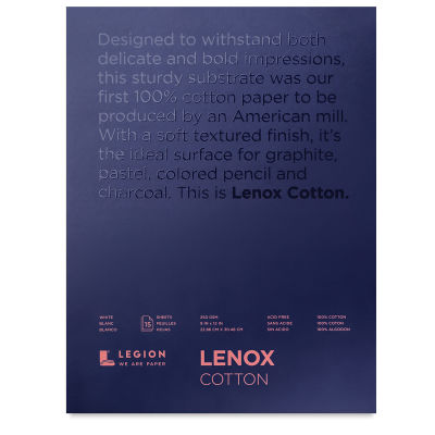 Legion Lenox Cotton Drawing Pad - 9" x 12", 15 Sheets