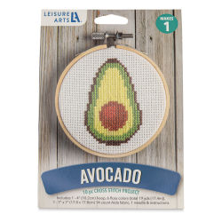 Leisure Arts Cross Stitch Kit - Avocado, 4" (Front of packaging)