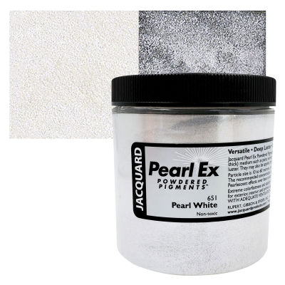 Jacquard Pearl-Ex Pigment - 4 oz, Pearl White, Jar with Swatch