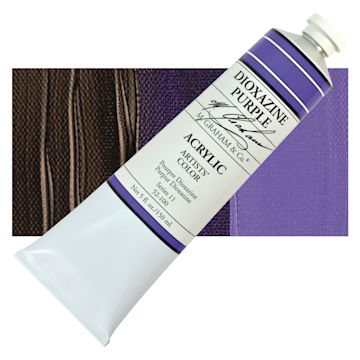Open in modal - M. Graham Artists' Acrylic - Dioxazine Purple, 5 oz Tube and swatch