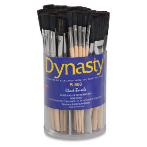 Dynasty Black Bristle Brush Canister - Flats, Short Handle