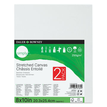 Daler-Rowney Simply Stretched Cotton Canvases - Pkg of 2, 8" x 10" (front)