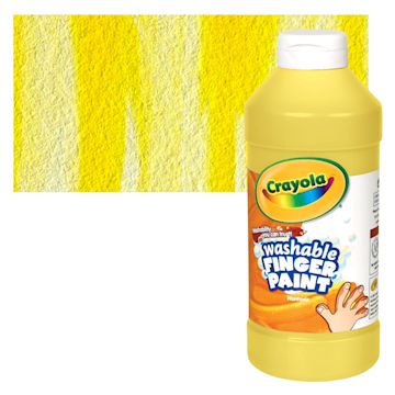 Open in modal - Crayola Washable Fingerpaint - Yellow, 16 oz bottle and swatch