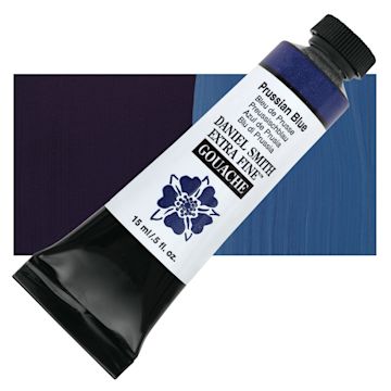 Open in modal - Daniel Smith Extra Fine Gouache - Prussian Blue, 15 ml Tube and swatch