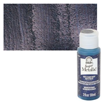 Open in modal - Plaid FolkArt Sugar Metallic Acrylic Paint - Starry Night - Bottle and Swatch