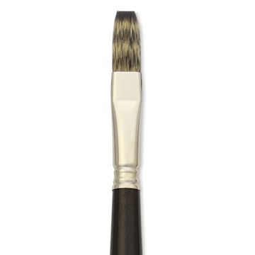 Open in modal - Escoda Vintage Synthetic Brush - Flat, Long  Handle, Size 14, close-up