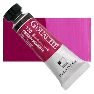 Open in modal - ShinHan Professional Designers Gouache - Primary Magenta, 15 ml tube and swatch